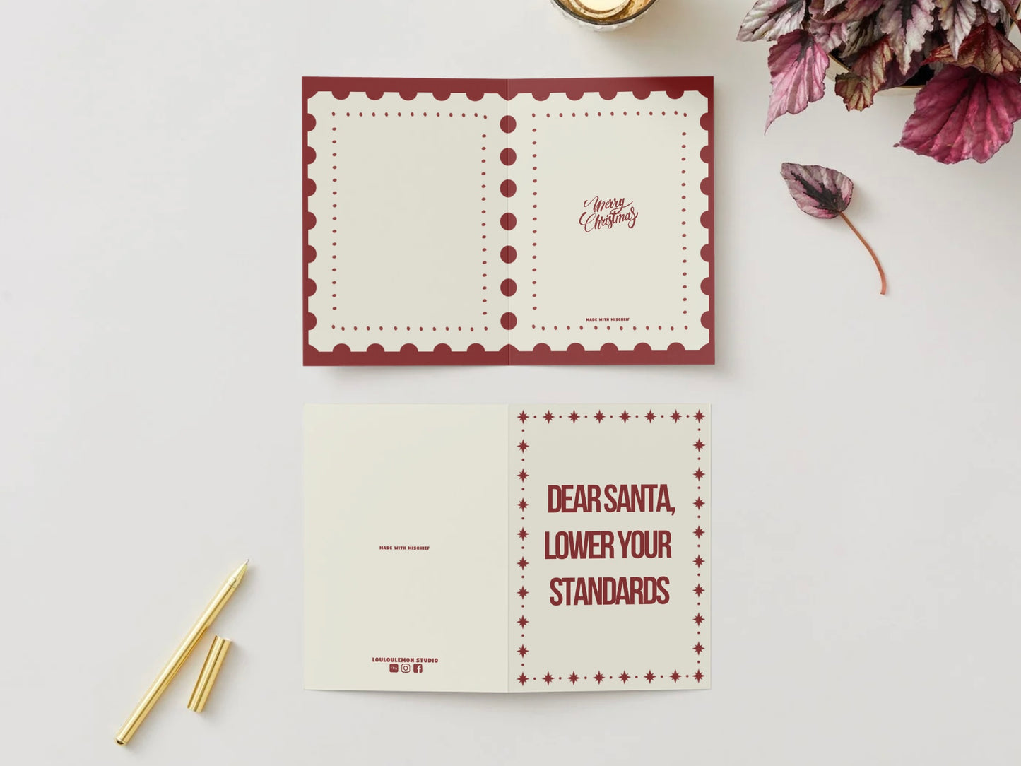 Dear Santa Lower Your Standards Xmas Card